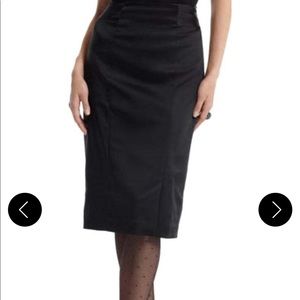 White House Black Market Satin Pencil Skirt with front side slit.